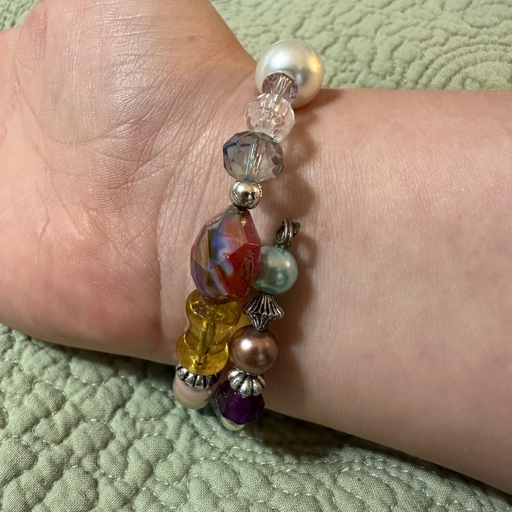 Beaded Bracelet Adjustable Crystal Beads Wrap Bracelet Butterfly Rainbow - Picture 5 of 5